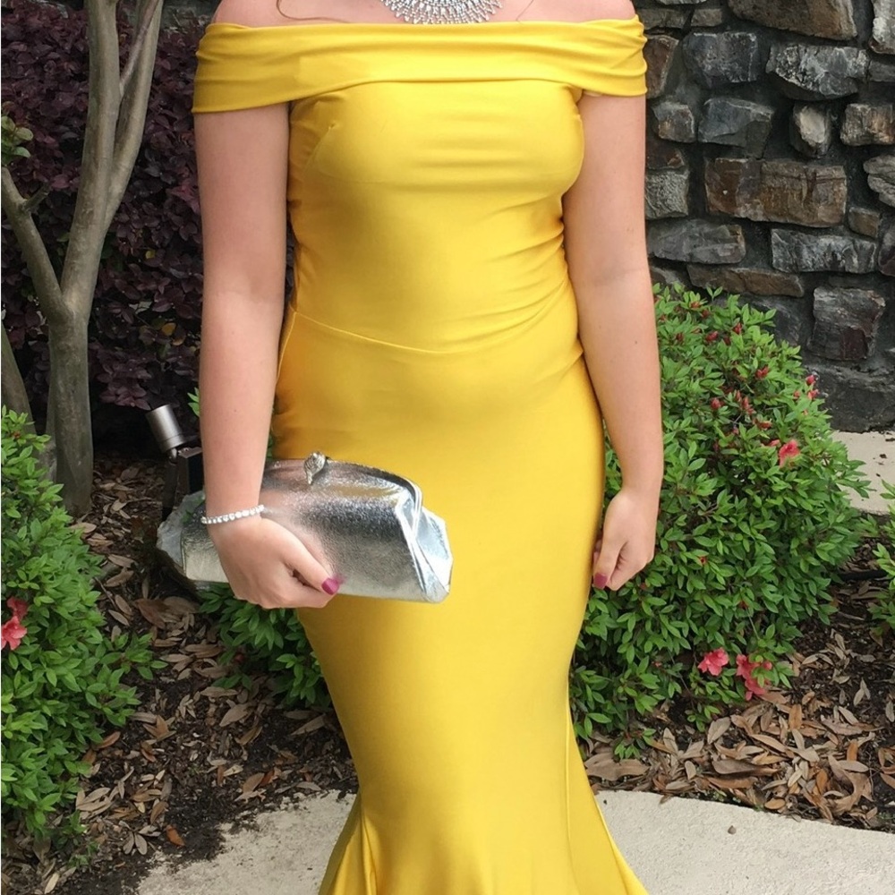 Elegant Yellow Off-Shoulder Dress